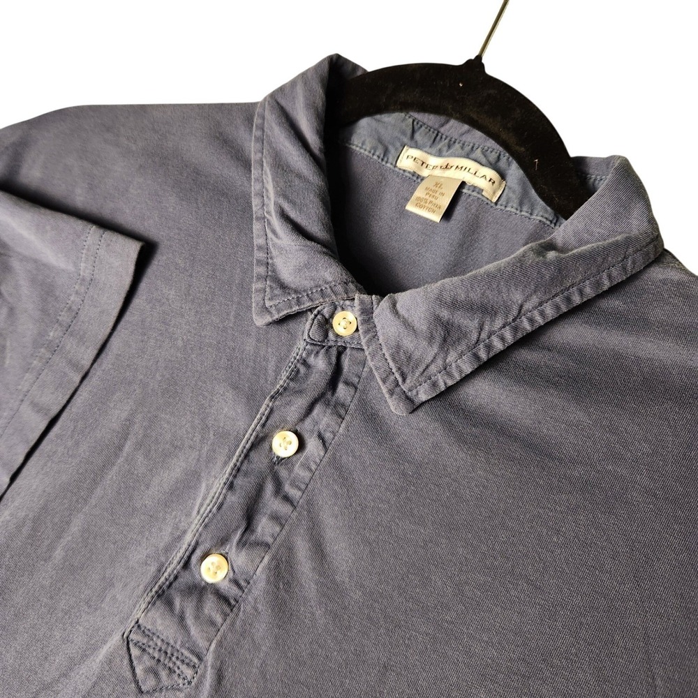 Peter Millar Polo Shirt Mens XL Blue Blue Pima Cotton Short Sleeve Pocket